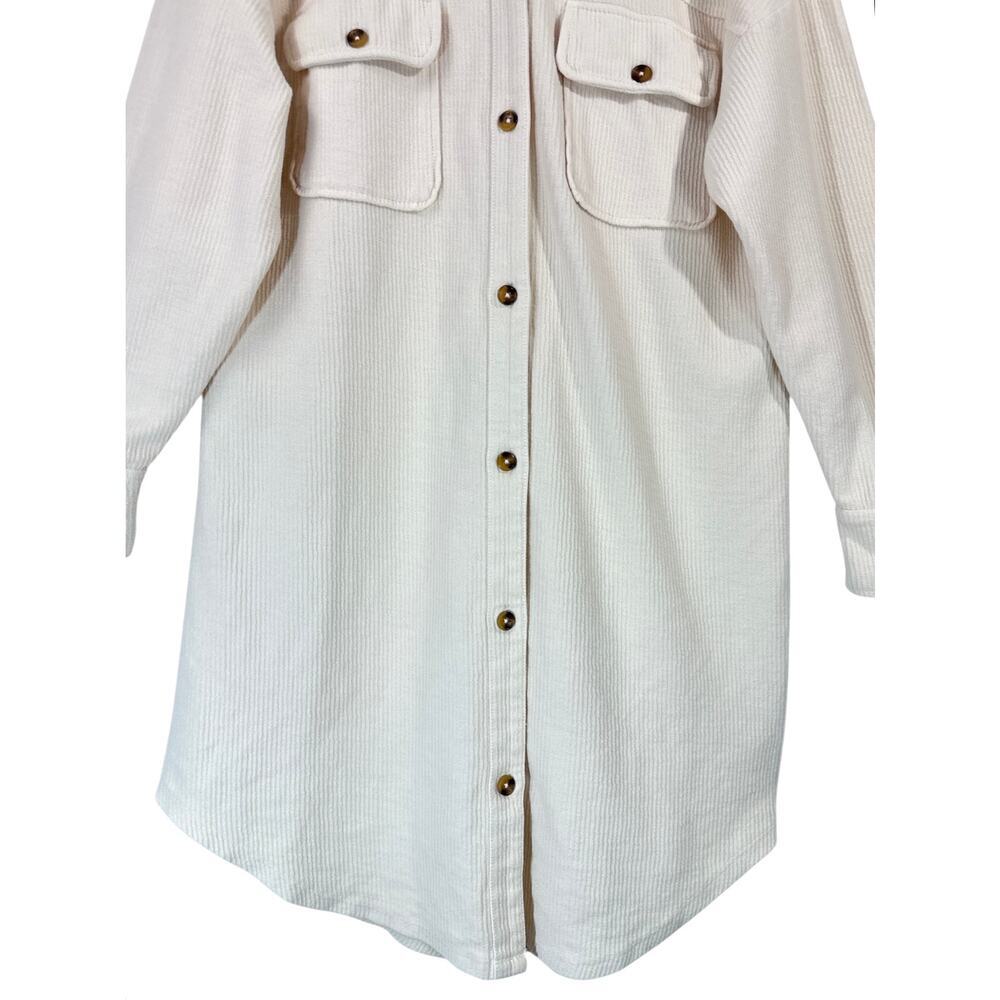 Anthropologie Pilcro Cream Duster Shacket Button Front Cotton Size L - Picture 7 of 11